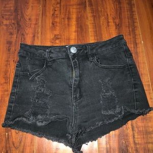 Black jean shorts